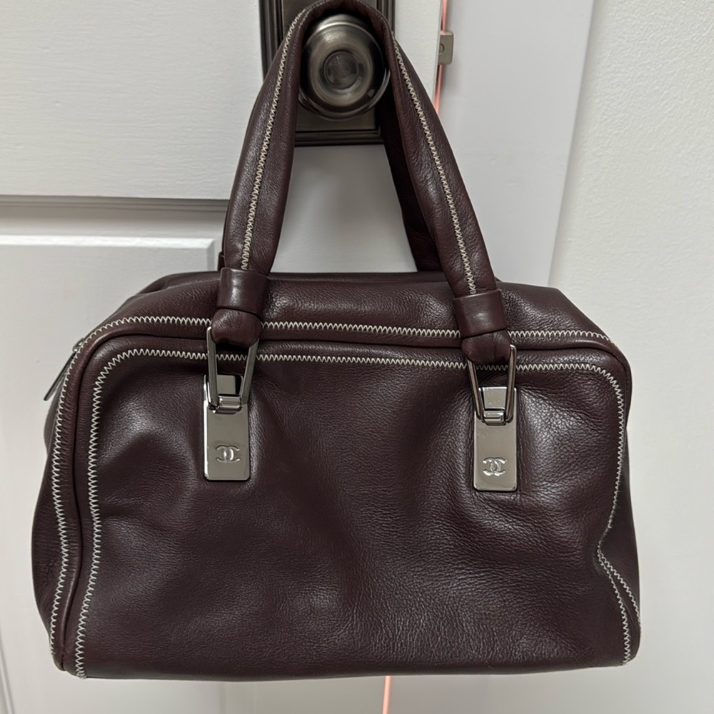 Gorgeous CalfSkin Chocolate Brown Boston Bowler Bag